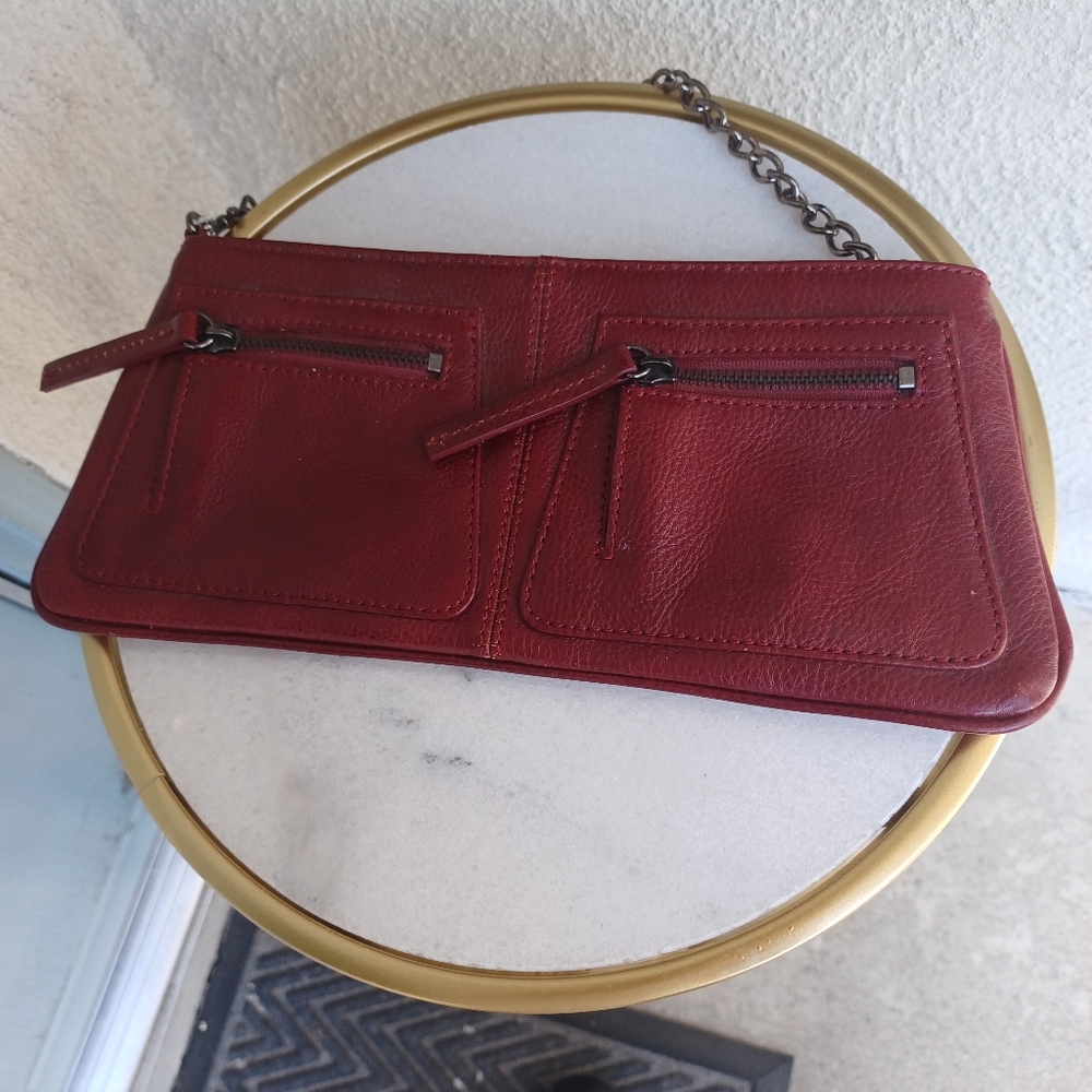 NWT Latico red leather zip clutch wallet.